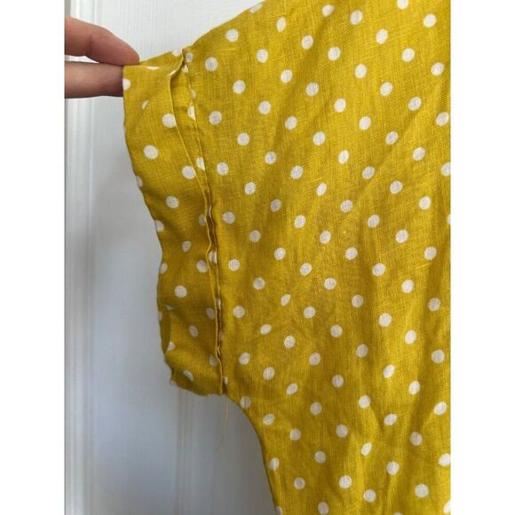 Rachel Roy 100% Linen Yellow Polka Dot Button Down Top Women's Medium - Picture 7 of 7